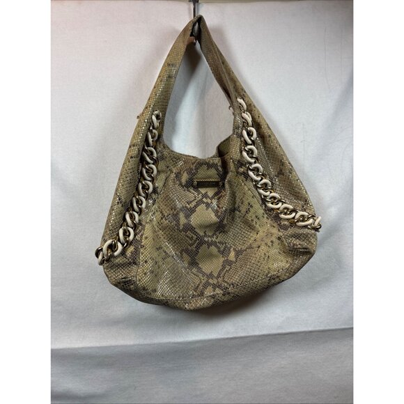 Michael Kors Large Python Embossed Leather Hobo Bag With Chain Strap - Picture 2 of 16